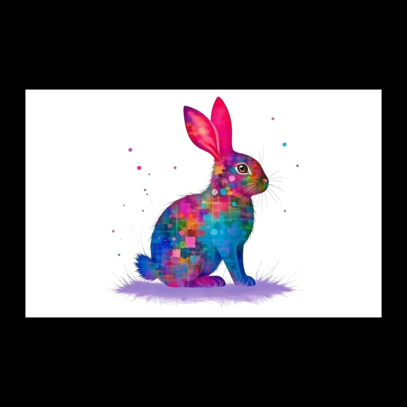 Vibrant Watercolor Geometric Rabbit Art Travel Mug