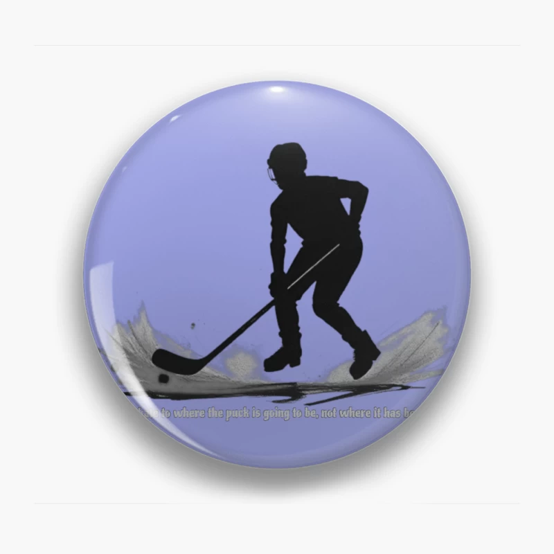 Dynamic Hockey Player Silhouette with Motivational Quote Pin