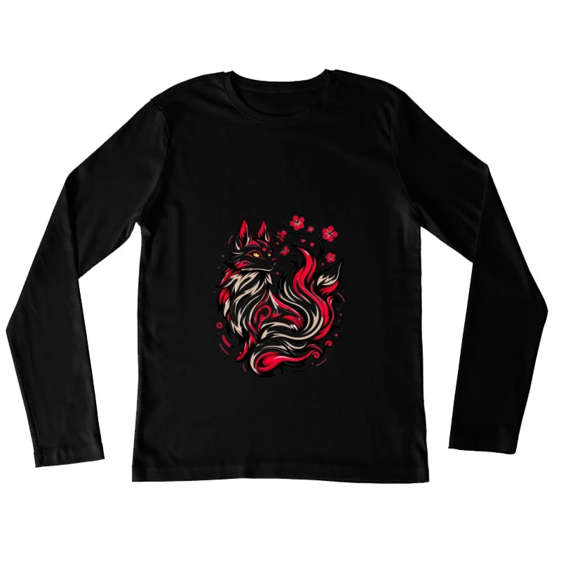 Artistic Fox Design Female Long Sleeve T-Shirt