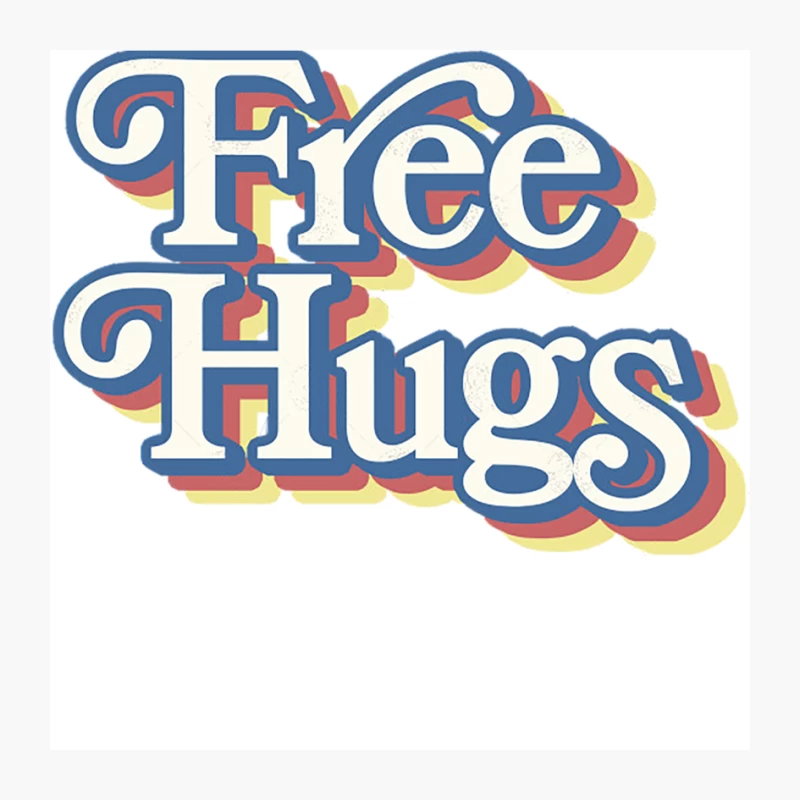Free Hugs - 70s Styled Typography Apparel Pin