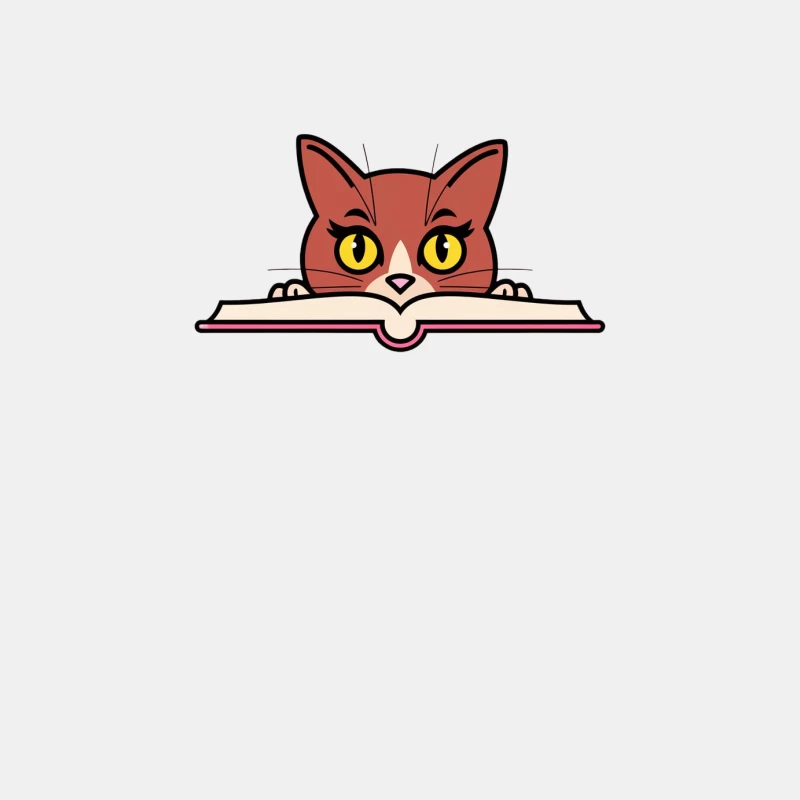 Cartoon Cat Reading a Book with Yellow Eyes Male Tank Top