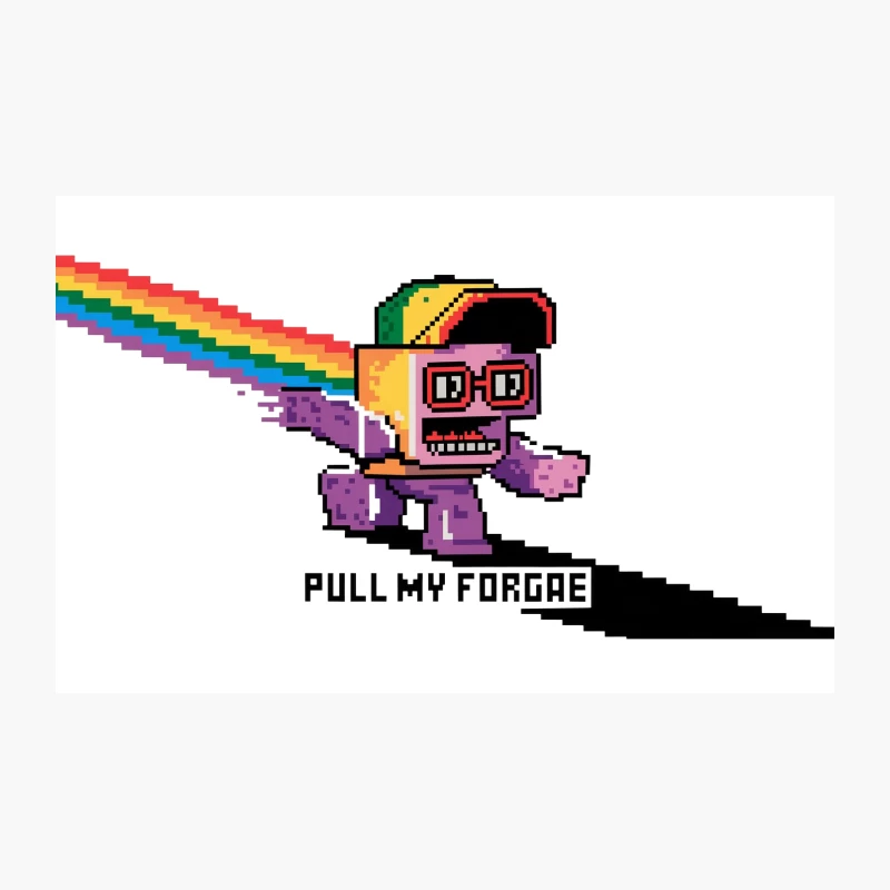 Retro Pixel Robot's Rainbow Meme: Pull My Forge Travel Mug