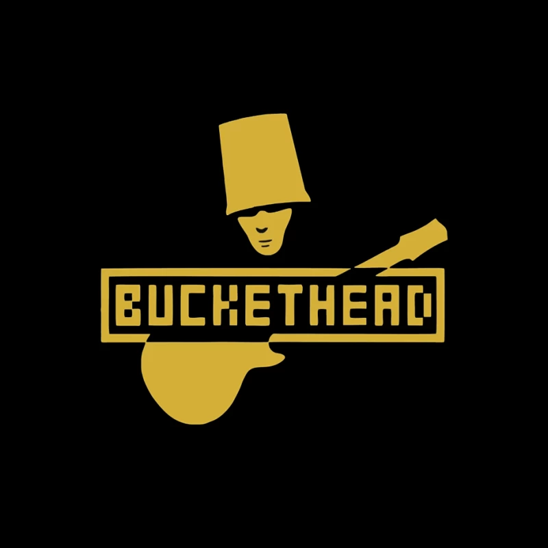 Gold Buckethead Guitar Player Logo Design Pin