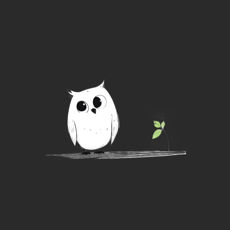 Cute Minimalist Cartoon Owl with Plant Sprout Baseball Cap