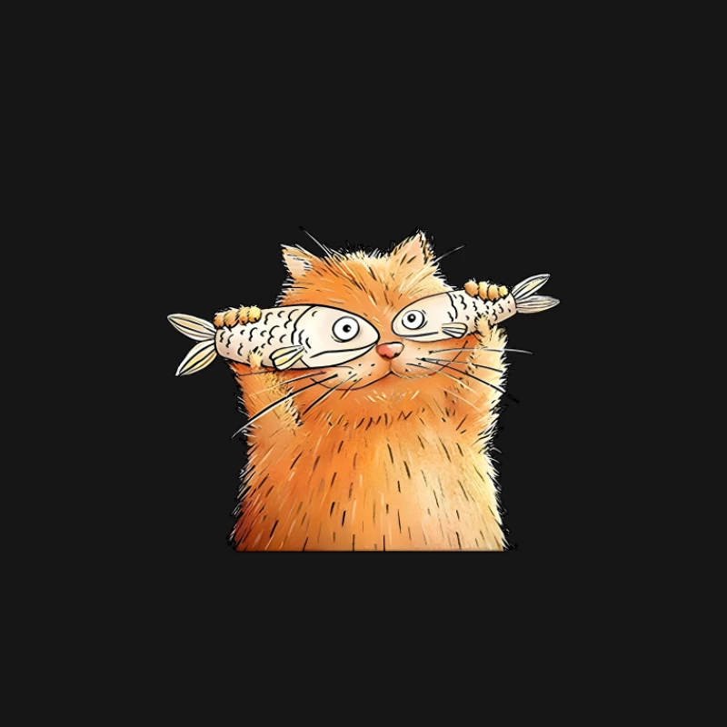 Illustration de chat avec des poissons Homme T-Shirt