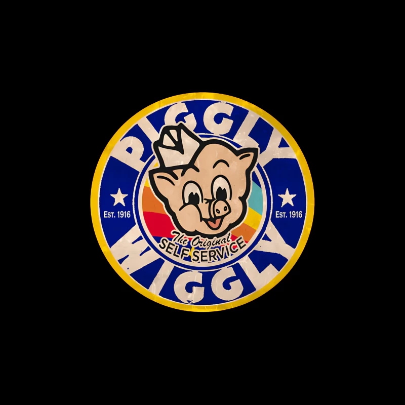 Vintage Piggly Wiggly Supermarket Logo - The Original Self Service Store Since 1916 Tapestry