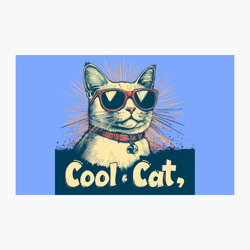 Cool Cat: Stylish Feline Illustration with Sunglasses Travel Mug