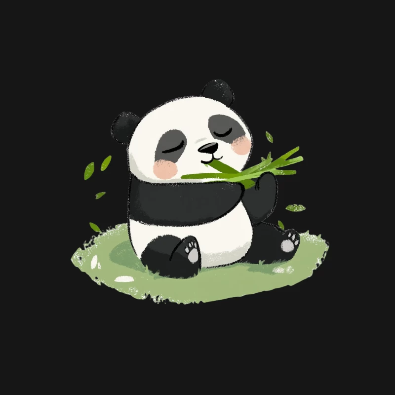 Cute Cartoon Panda Eating Bamboo Mouse Pad