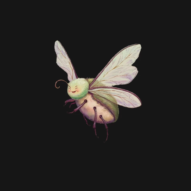 Whimsical Fairy Bug Illustration in Pastel Hues Female Long Sleeve T-Shirt