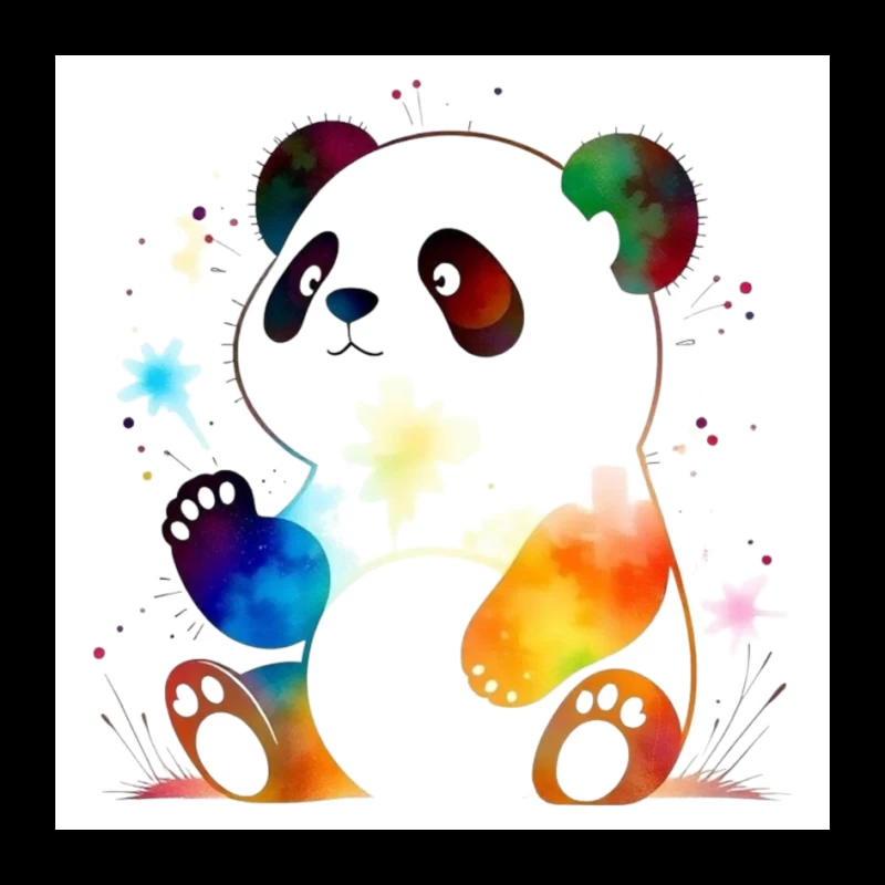 Colorful Watercolor Panda Bear Illustration Pin