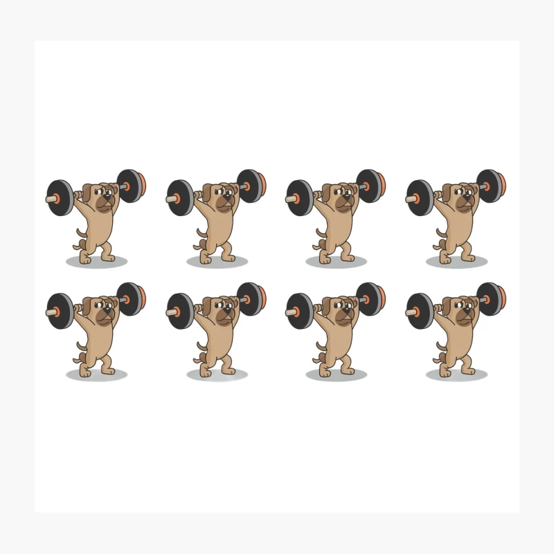 Cartoon Dog's Weightlifting Workout: A Humorous Fitness Repetition Throw Pillow