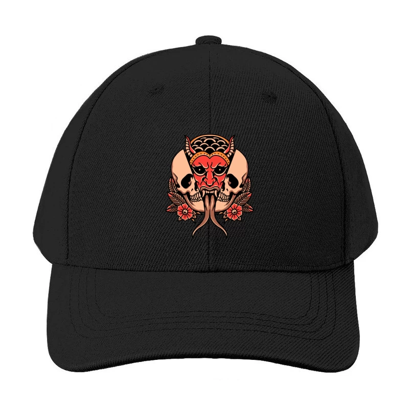 Fierce Demon and Skull Artwork Baseball Cap