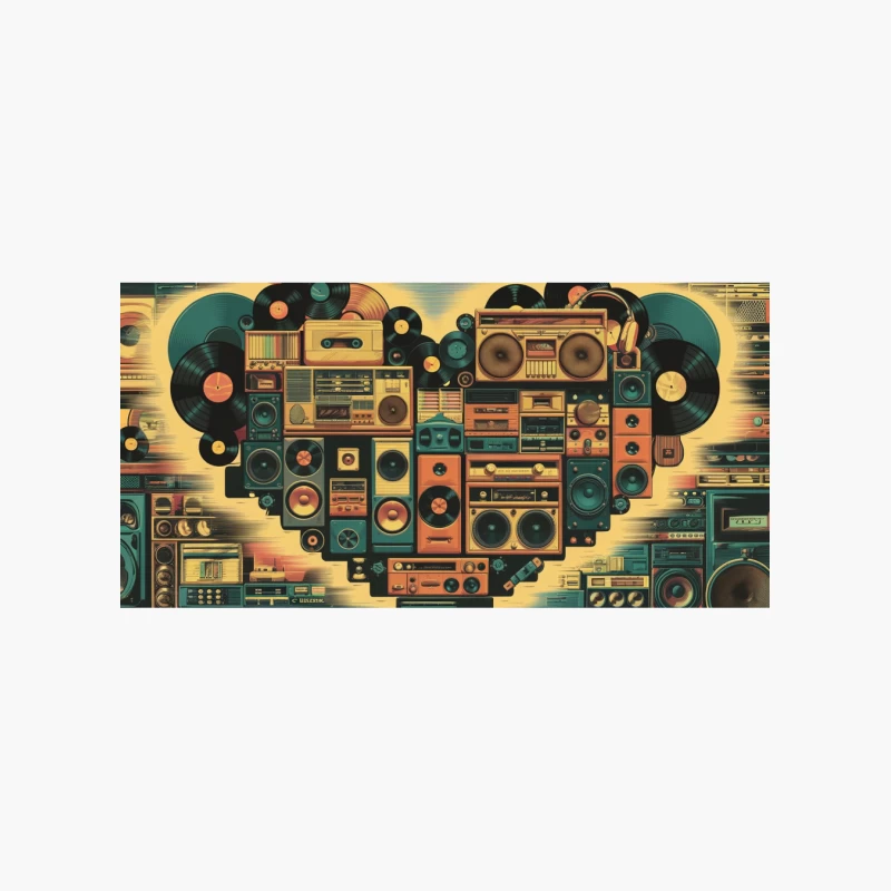 Nostalgic Audio Collage: A Symphony of Vintage Music Devices Cotton Tote Bag