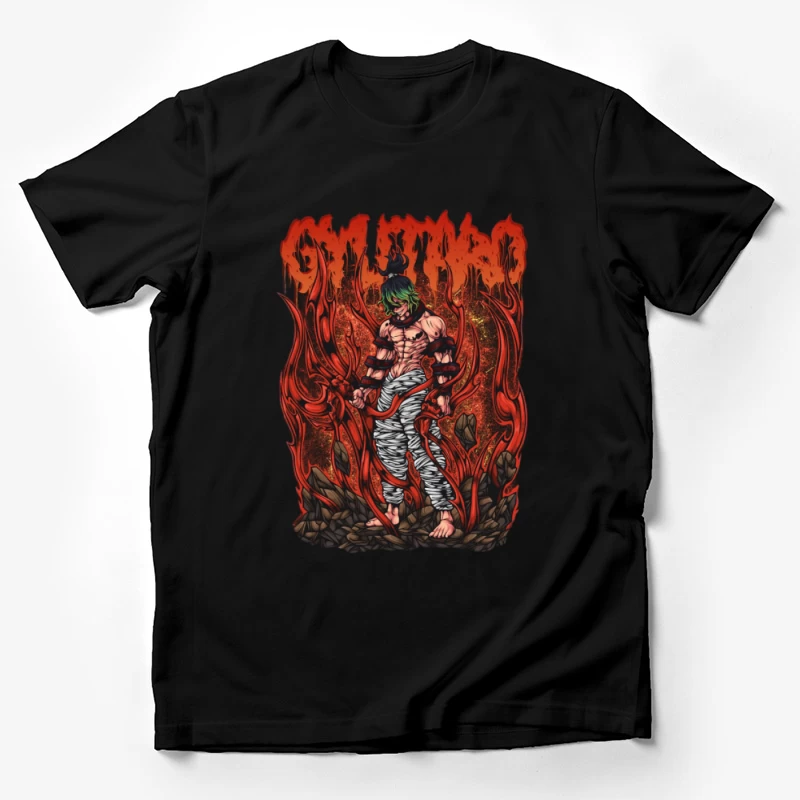 Dämonenkrieger mit Flammen Herren T-Shirt