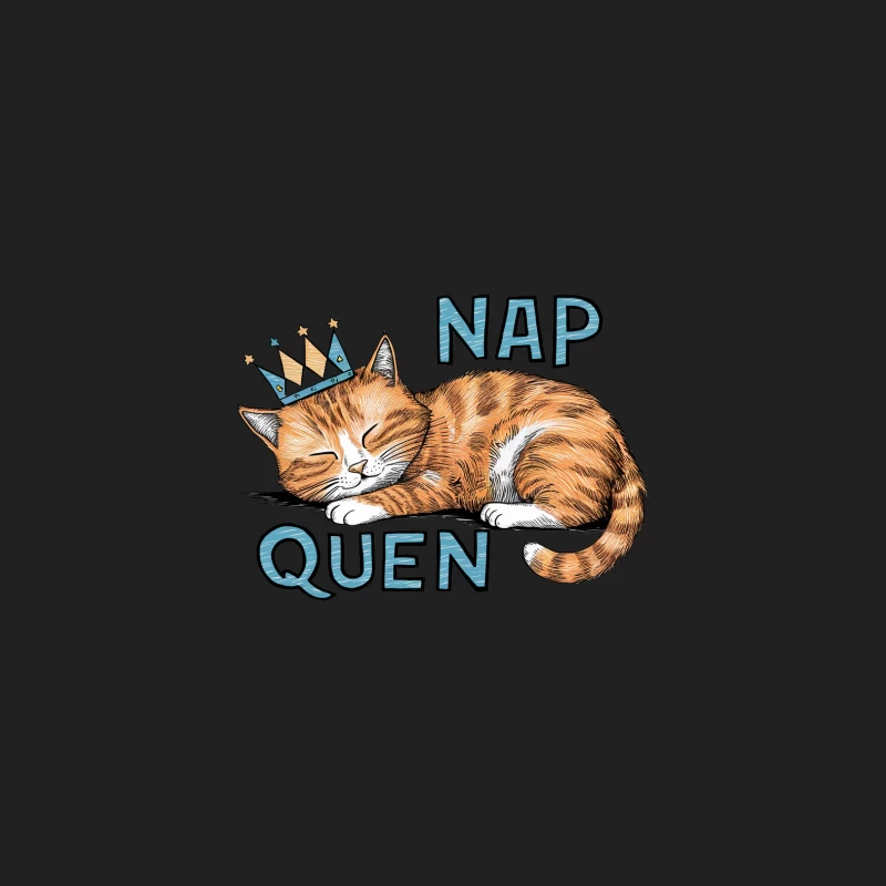 Sleepy Cat Crowned Nap Queen Bucket Hat
