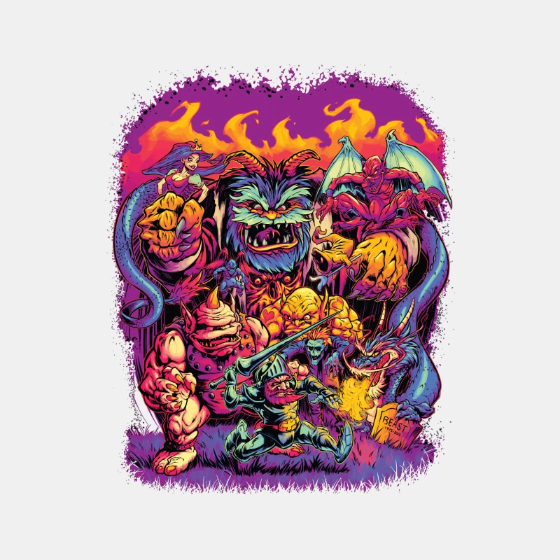 Epic Fantasy Battle with Colorful Monsters Male Tank Top