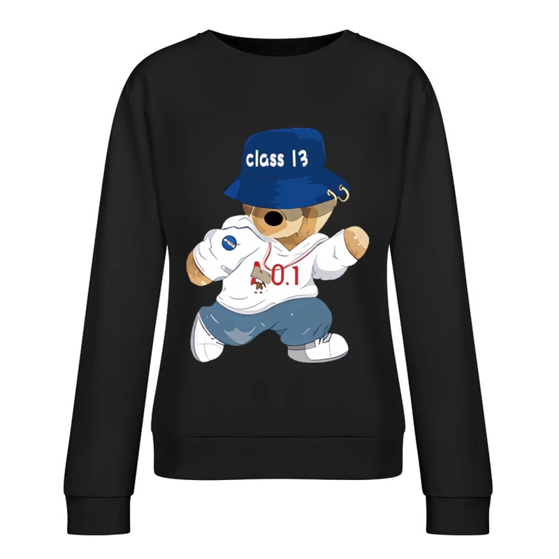 Teddybär mit Hut und lässiger Kleidung Damen Pullover Sweatshirt