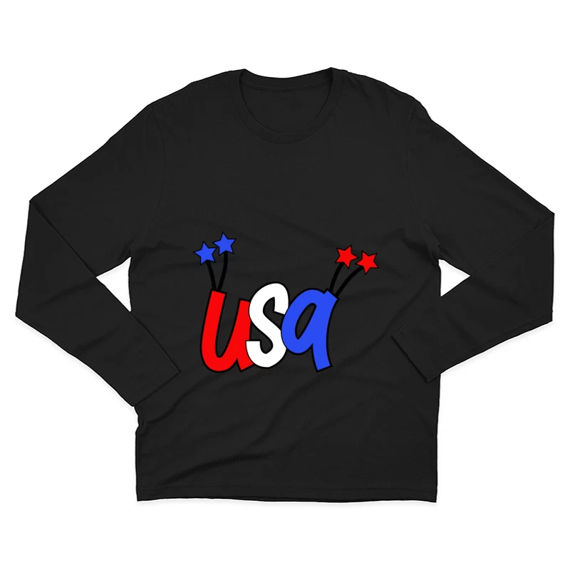 Design USA patriotique coloré Homme Manches Longues T-Shirt