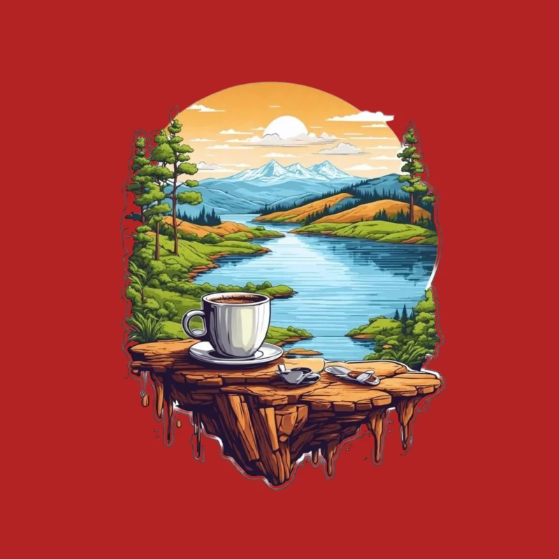 Scenic Coffee Landscape Male T-Shirt
