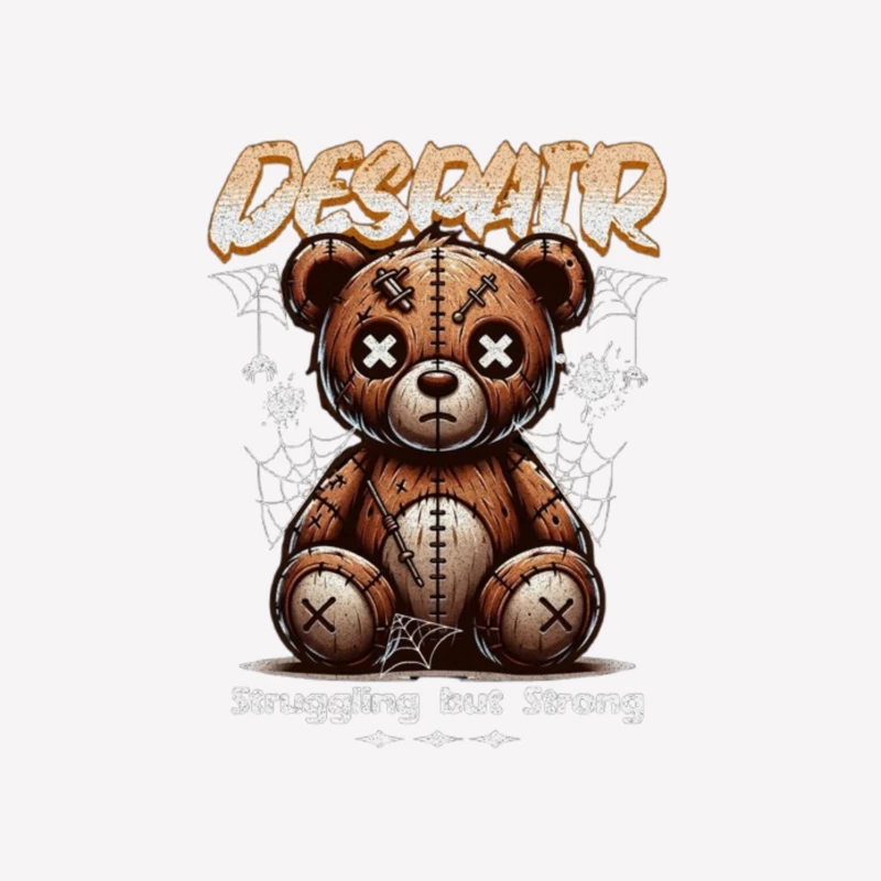 Gothic Stitched Teddy Bear with Despair Theme Male T-Shirt