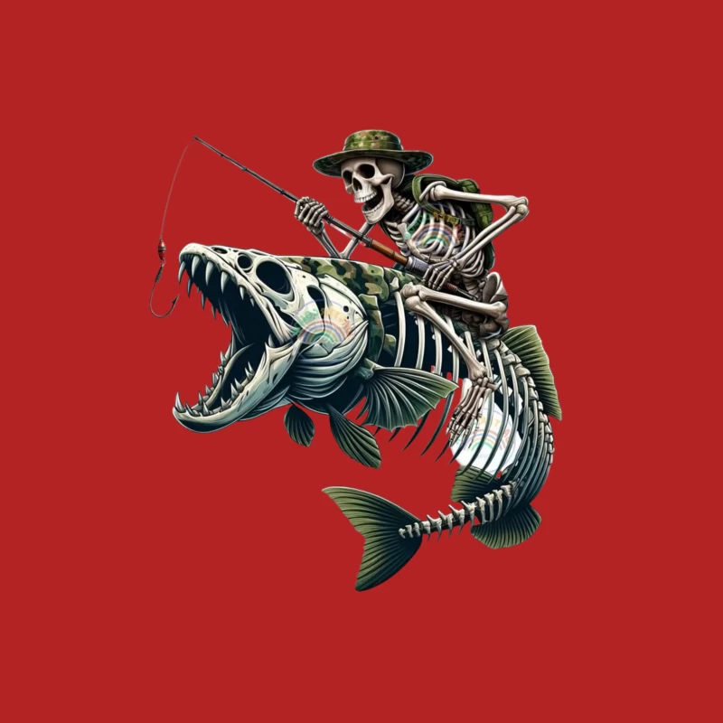 Skeleton Fishing in a Humorous Style Male T-Shirt