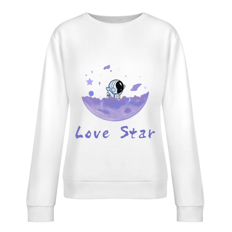 Astronaut im lila Mond Damen Pullover Sweatshirt