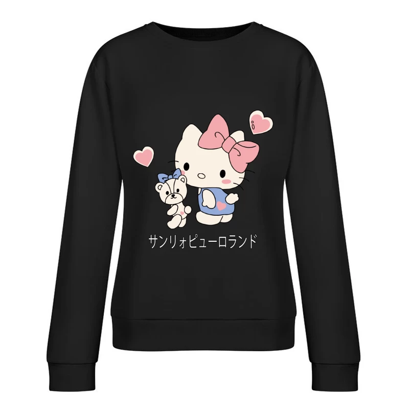 Kawaii-Katze mit Teddy Damen Pullover Sweatshirt