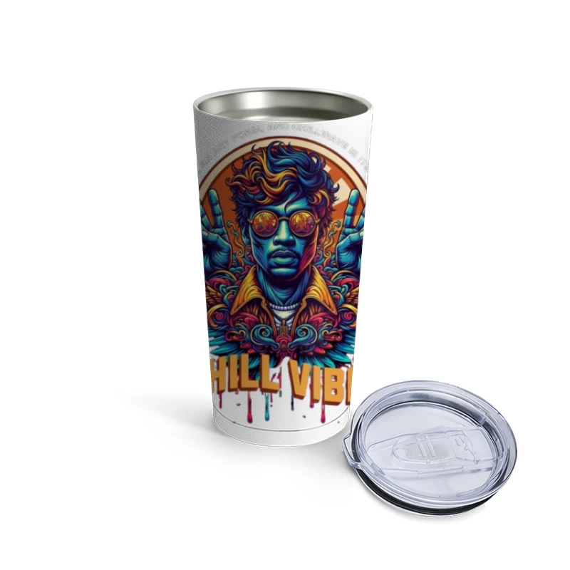 Psychedelic Peace and Chill Vibes Retro Art Design Travel Mug