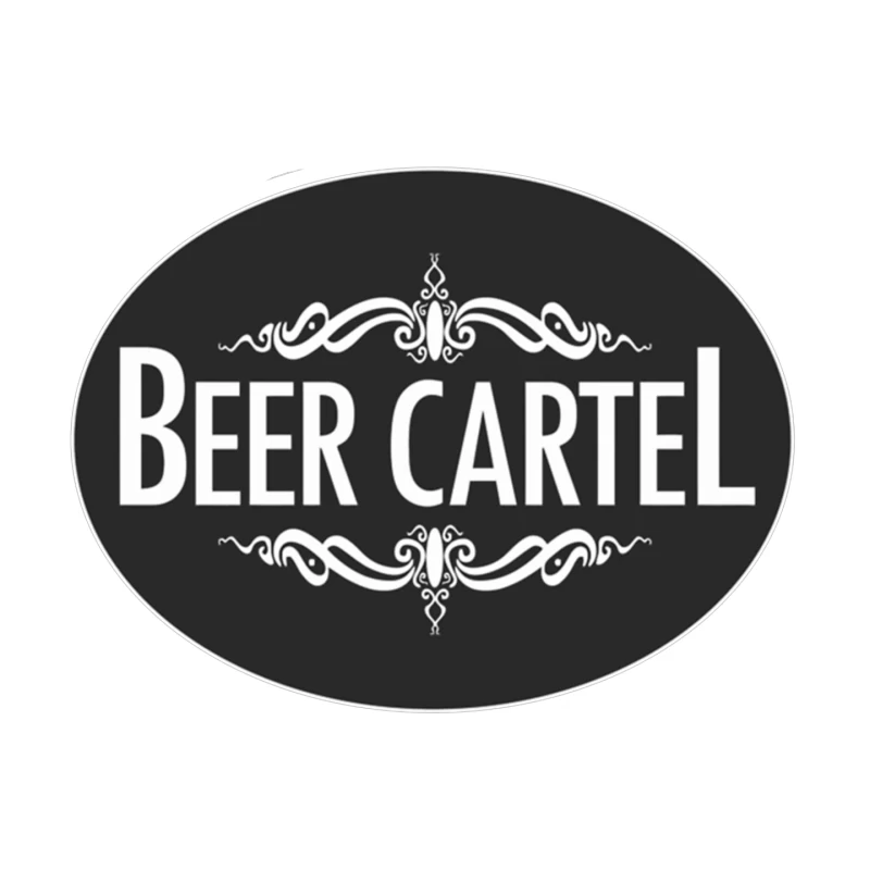 Elegant Black and White Beer Cartel Logo with Ornamental Frame Mouse Pad