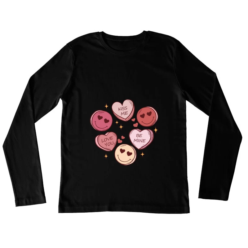 Süße Liebesherzen Design Damen Langarm T-Shirt