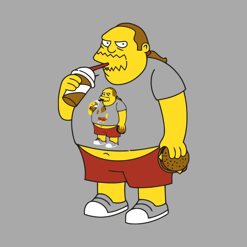 Obese Yellow Cartoon Character Drinking Soda Female Pullover Hoodie