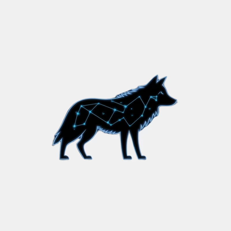 Celestial Wolf: Geometric Constellation Silhouette in Neon Blue Male Tank Top