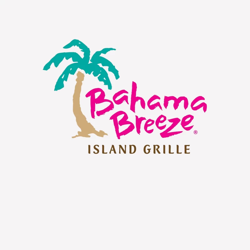 Bahama Breeze Island Grille Restaurant Logo with Tropical Palm Tree Male T-Shirt