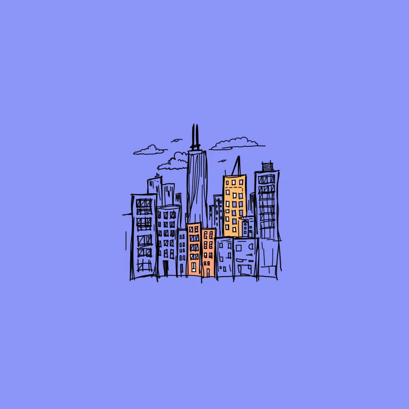 City skyline illustration Coffee Mug