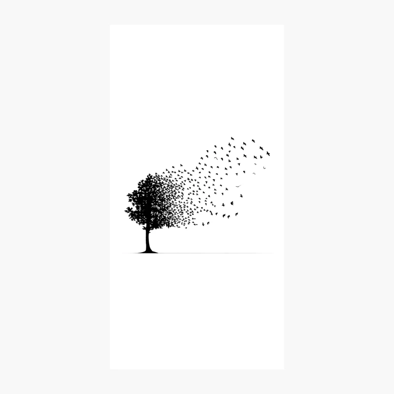 Silhouette Tree Transforming into Flying Birds: A Minimalist Nature Artwork iPhone Case