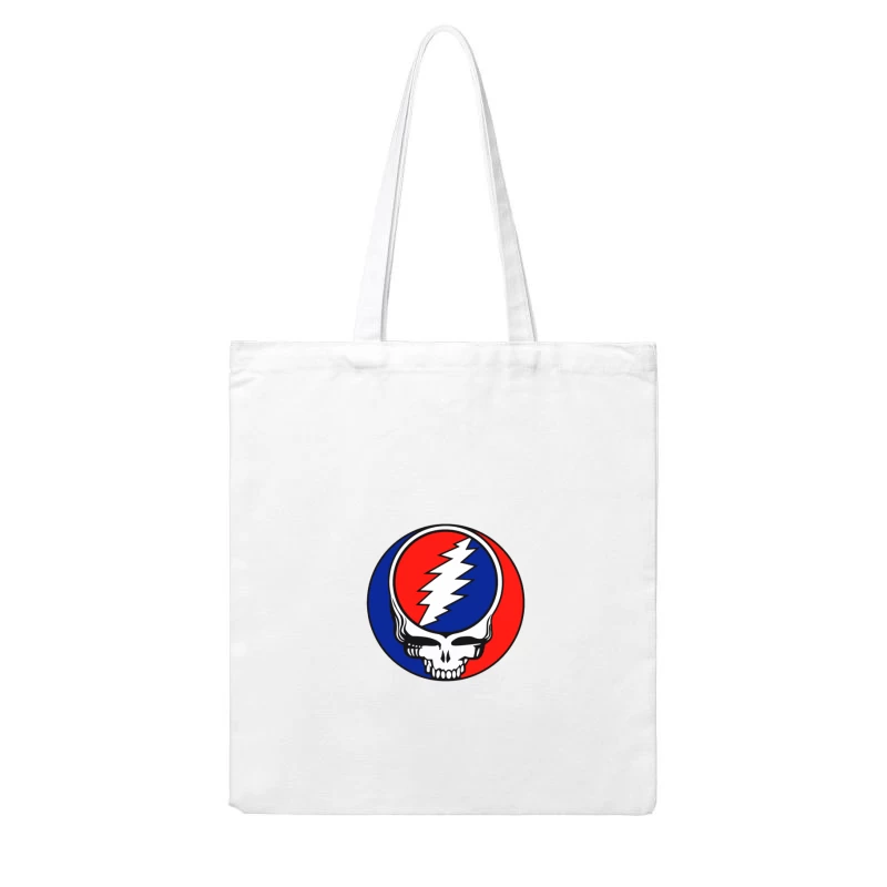 Grateful Dead Classic Skull and Lightning Bolt Logo Design Cotton Tote Bag