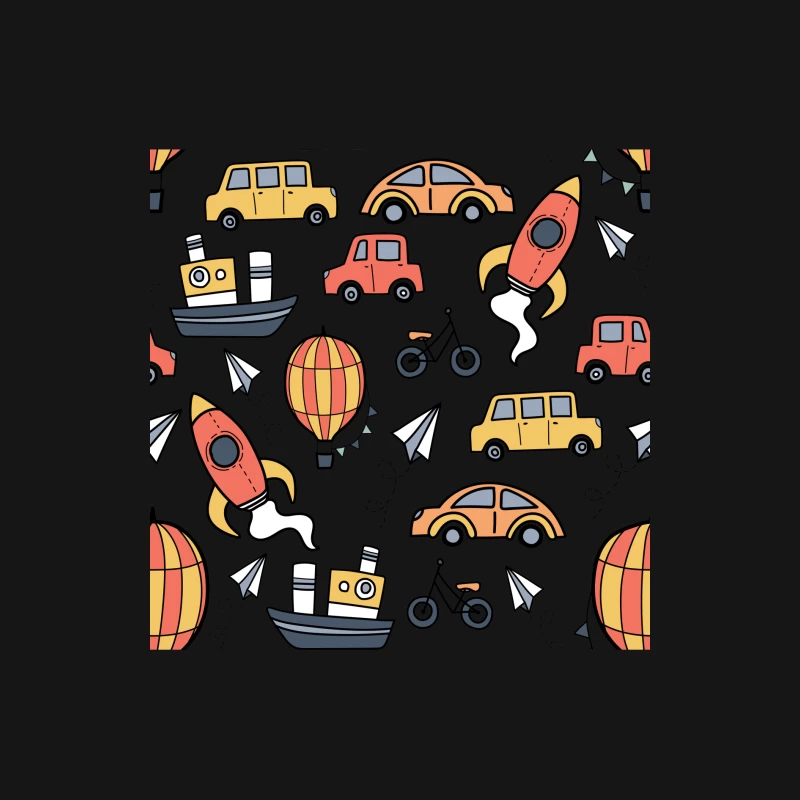 Motifs de véhicules multicolores Homme Manches Longues T-Shirt