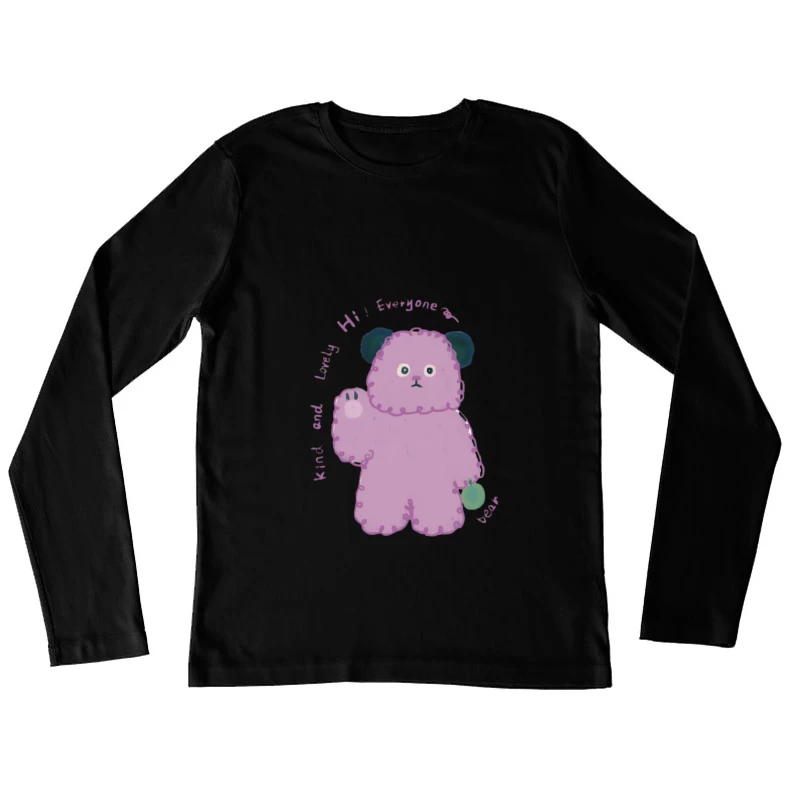 Netter lila Bär mit Apfel Damen Langarm T-Shirt