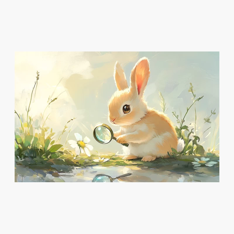 Curious Bunny Investigates Nature with Magnifying Glass Travel Mug