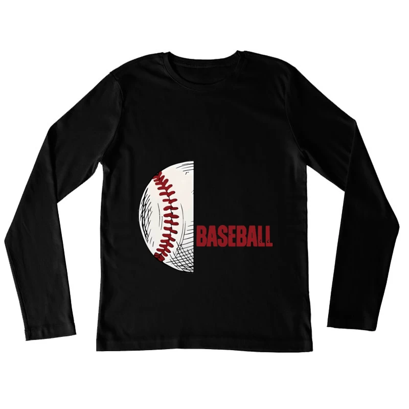 Halbes Baseball mit Schriftzug Damen Langarm T-Shirt