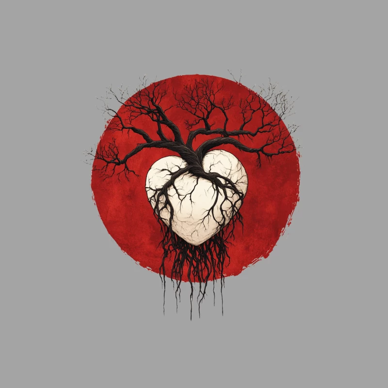 Dark Tree Heart against Blood Moon Female T-Shirt