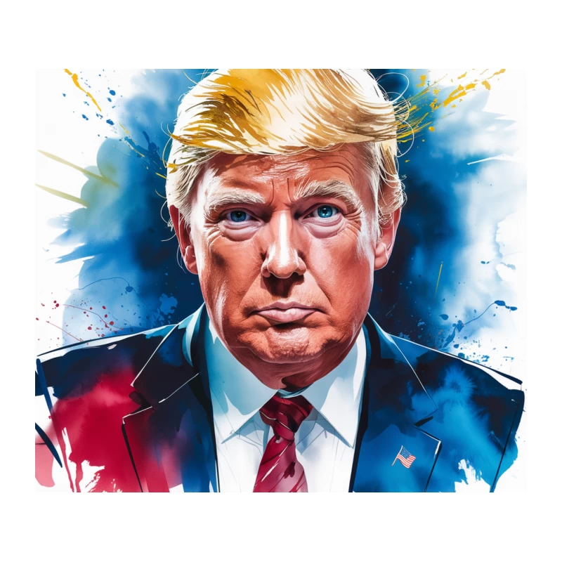Artistic Digital Portrait Illustration with Blue Background Tapestry
