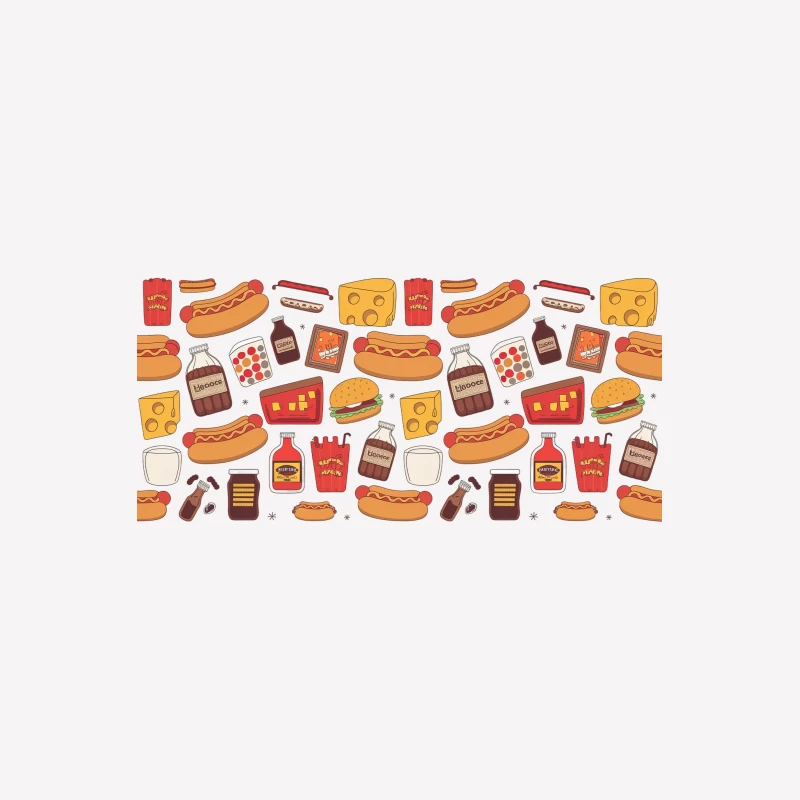 Colorful Fast Food Pattern Illustration Male T-Shirt