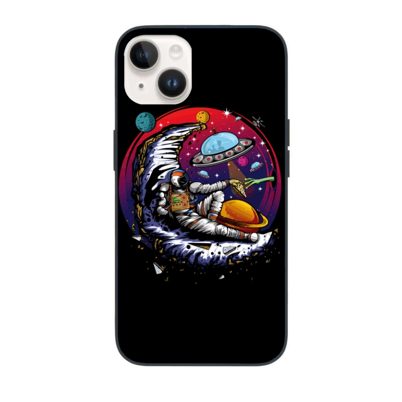 Pizza in the Cosmos: Delight for an Astronaut iPhone Case