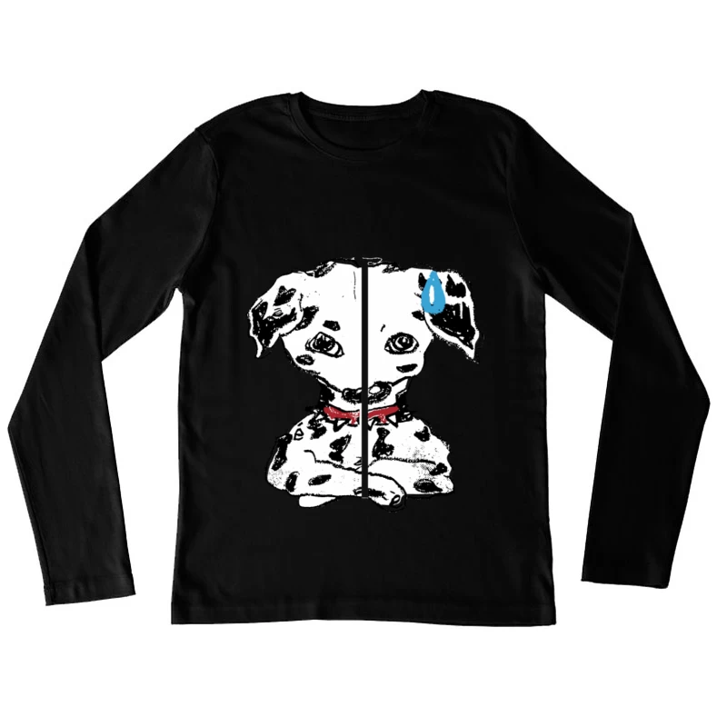 Niedlicher Dalmatiner mit rotem Halsband Damen Langarm T-Shirt