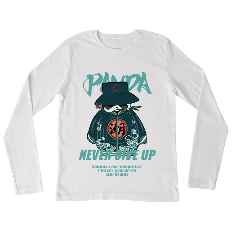 Panda Motivationsdesign mit Hut Damen Langarm T-Shirt