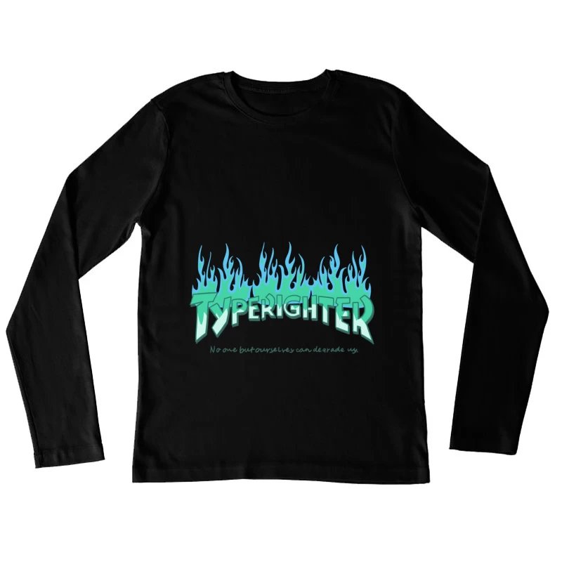 Stilisierte Typerighter Grafik Damen Langarm T-Shirt