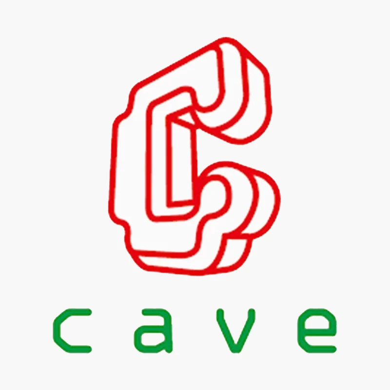 Cave: Red Geometric Logo with Green Text Cotton Tote Bag