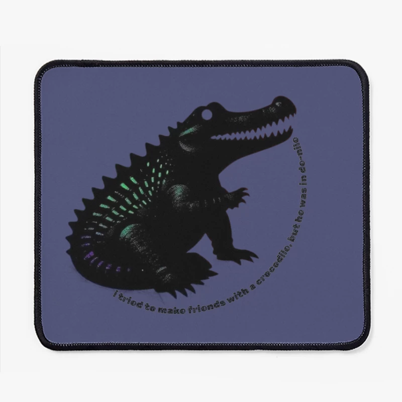 Friendly Black Dinosaur Silhouette with Friendship Quote Mouse Pad