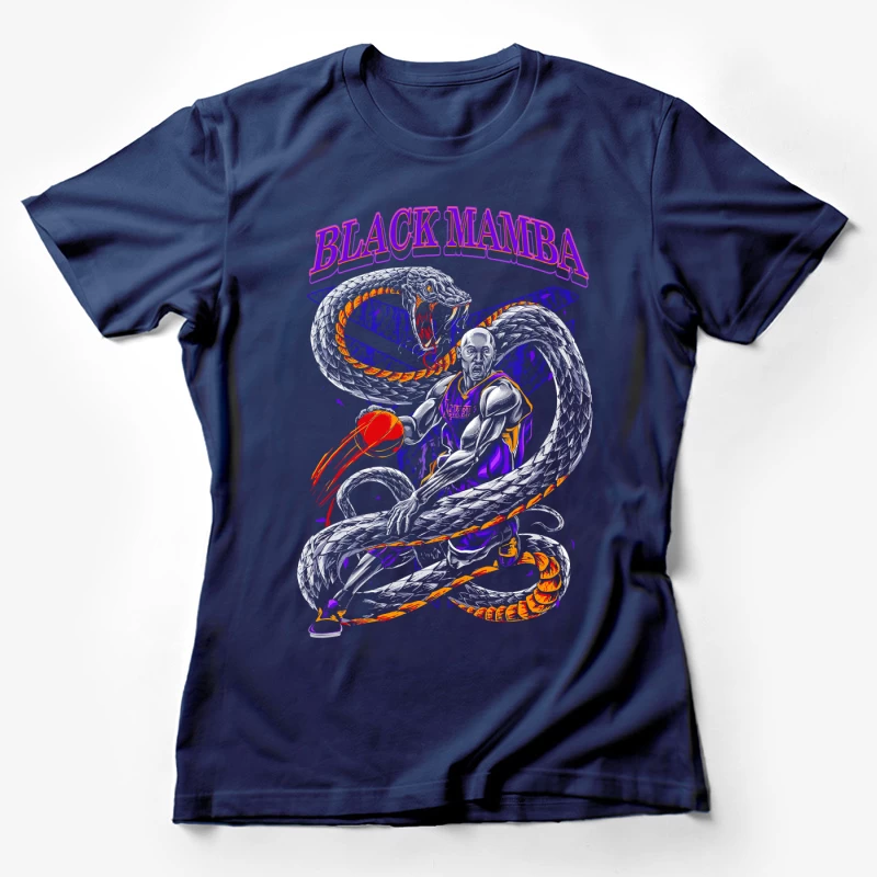 Basketball Illustration of Black Mamba with Snake Female T-Shirt